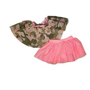Wonder Nation Camo Tutu & Cherokee Bubble Gum Pink Tulle Skirt Duo – 3–6M
